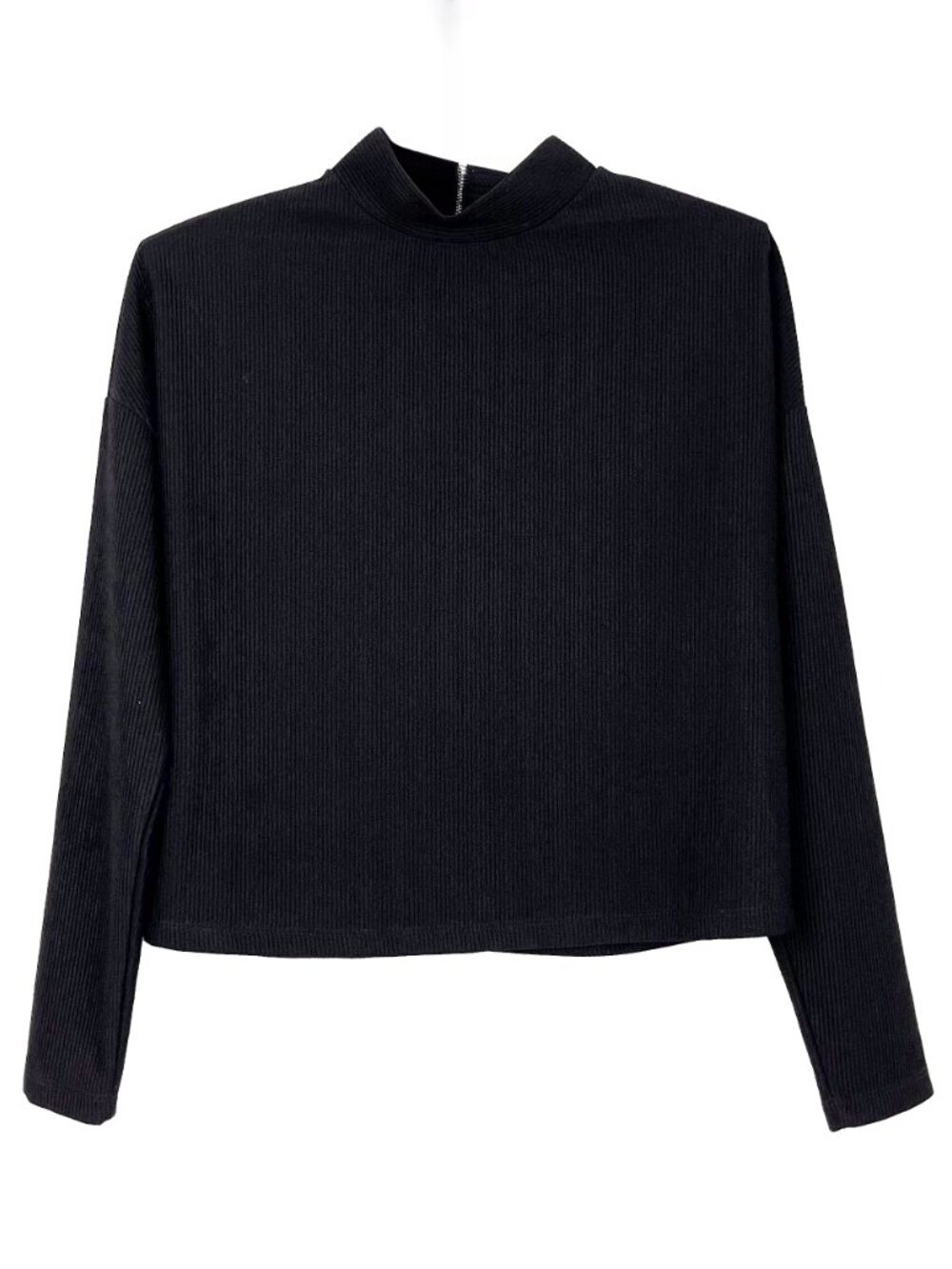Dynamite Womens Small Mock Neck Long Sleeve Ribbed Top Zipper Back